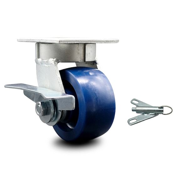 4 Inch Kingpinless Solid Poly Wheel Swivel Caster with Brake and Swivel Lock SCC